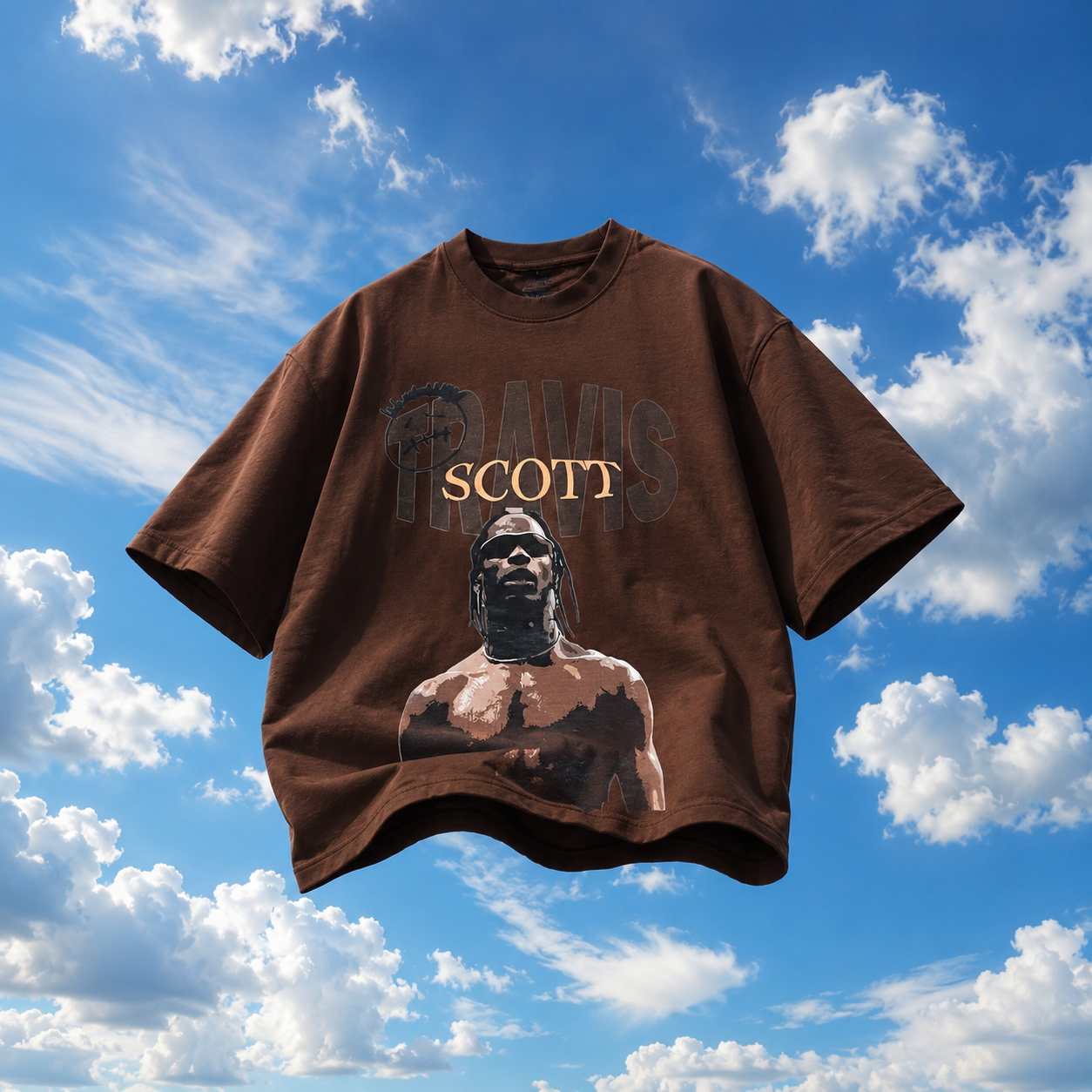 Travis Scott Coffee Oversized Tee 100% French Terry cotton unisex