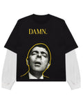 Black With White Sleeve Oversized Tee Front Design